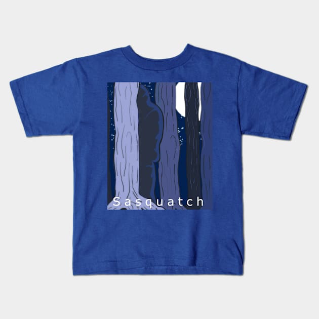 Sasquatch Behind The Trees Kids T-Shirt by DMcK Designs